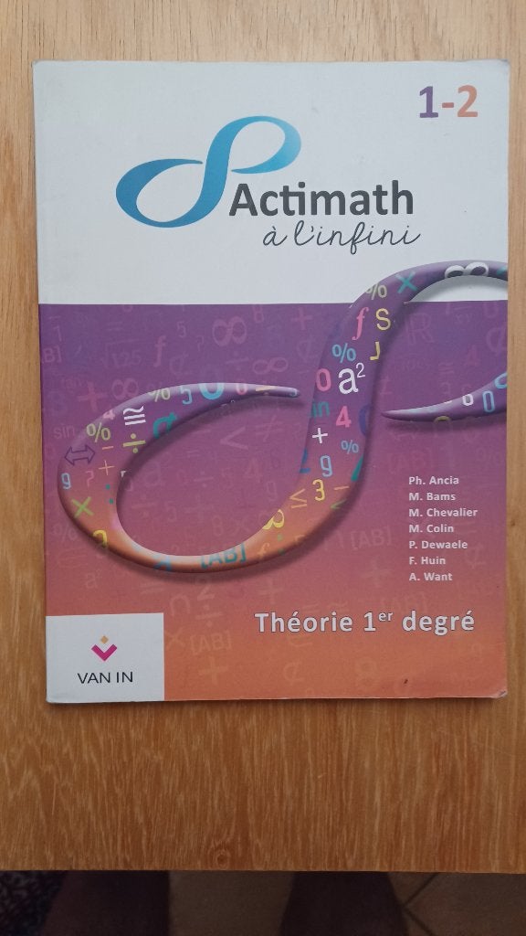 Actimath a l'infini 1-2, Van in, Comme neuf, Enlèvement, Secondaire