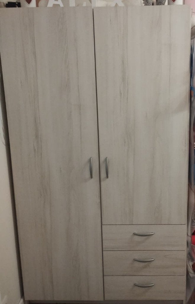 Garde-robe 2 portes bois clair aspect cérusé, Maison & Meubles, Avec espace de penderie, Cérusé, Utilisé, 50 à 100 cm