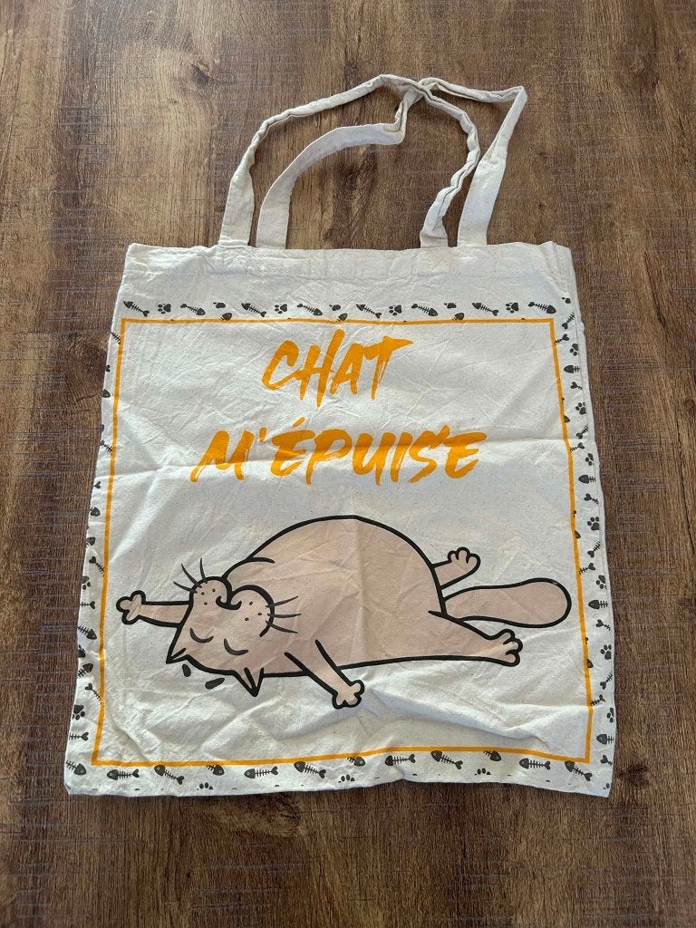 Totebag Chat m’épuise, Enlèvement, Comme neuf, Autres couleurs, Shopper