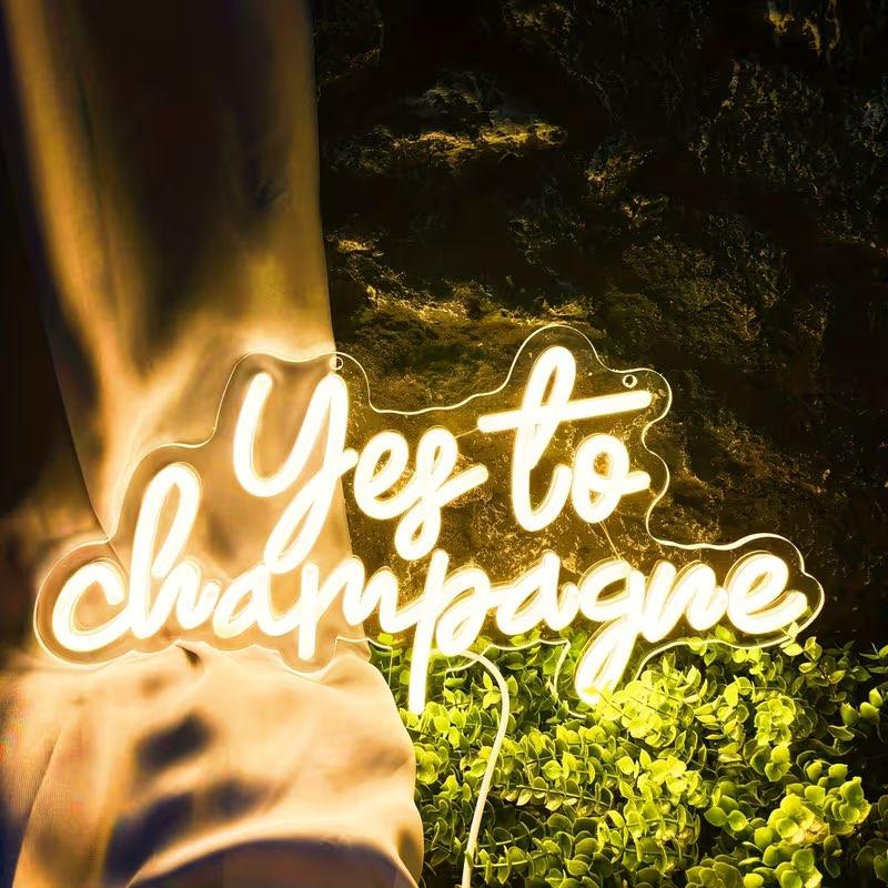 Nieuw ongebruikt neonbord “Yes to Champagne”, Ophalen, Nieuw, Lichtbak of (neon) lamp
