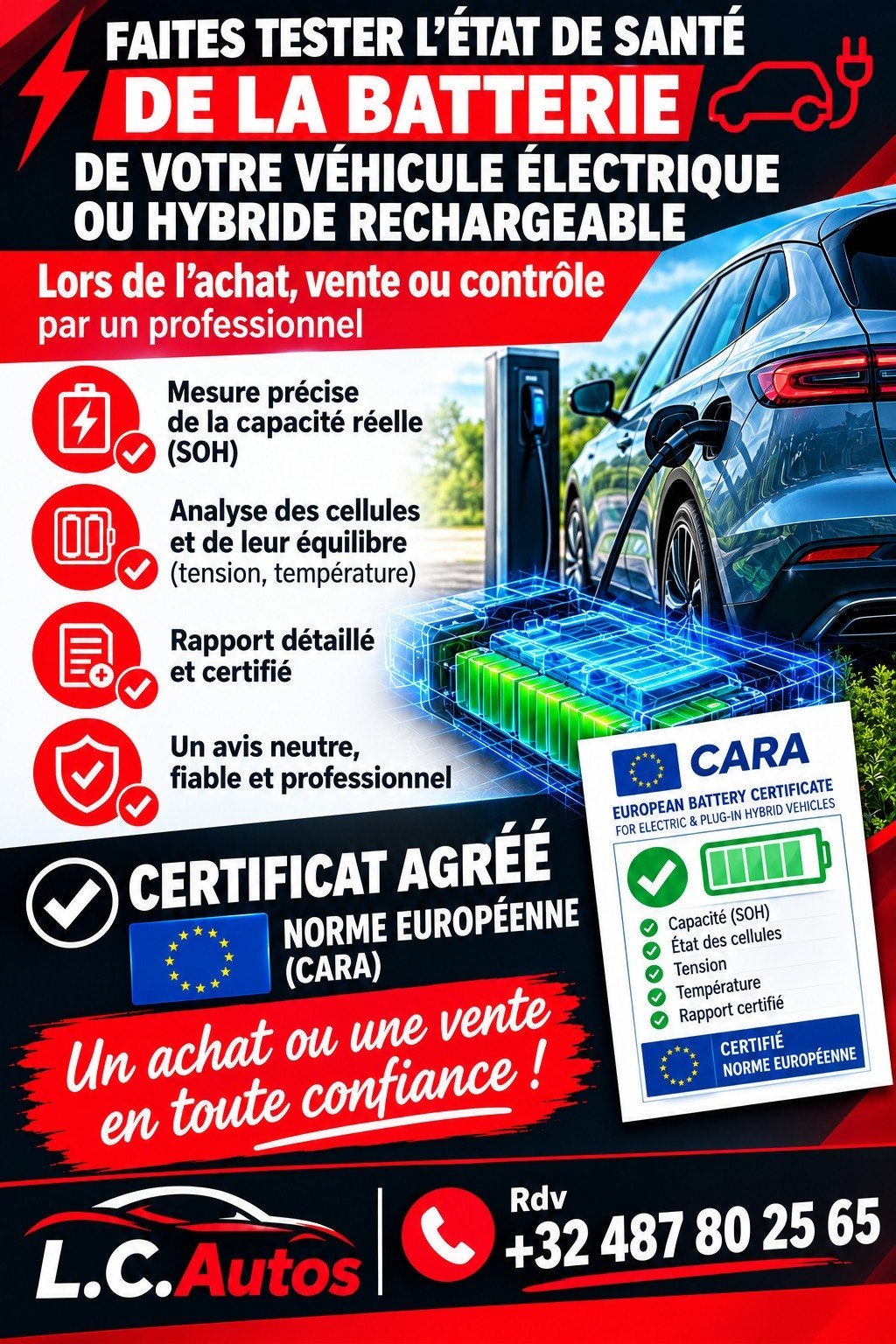 Test batterie voiture électrique et hybride rechargeable, Enlèvement