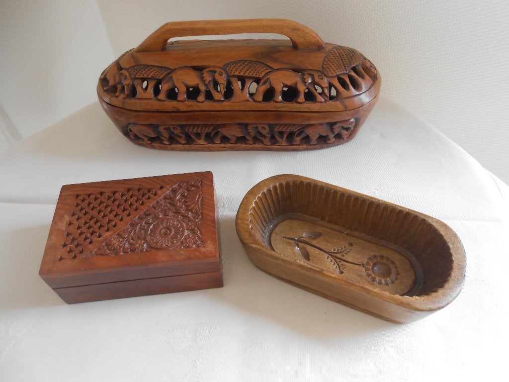 3-delig set van decoratie in massief hout, Ophalen