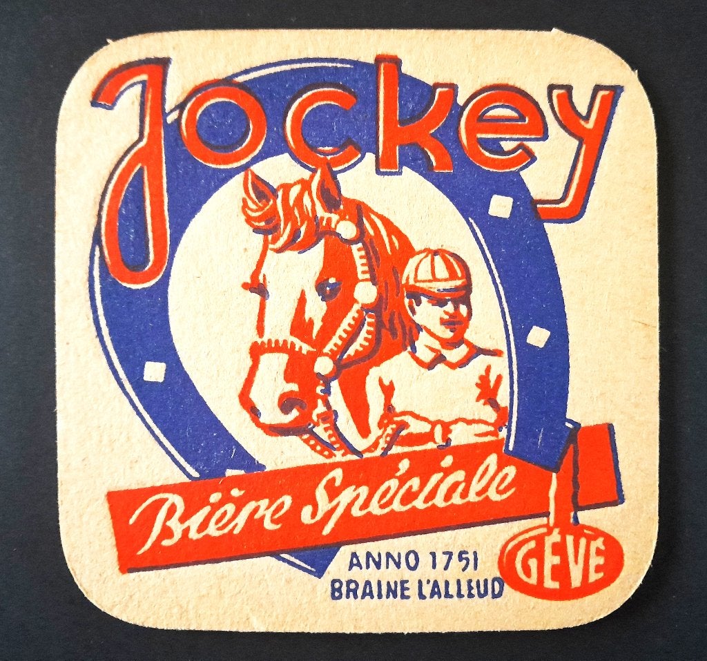 Brasserie Gévé Braine L' Alleud Jockey Sous Bock, Collections, Marques de bière, Envoi, Utilisé, Sous-bock, Autres marques