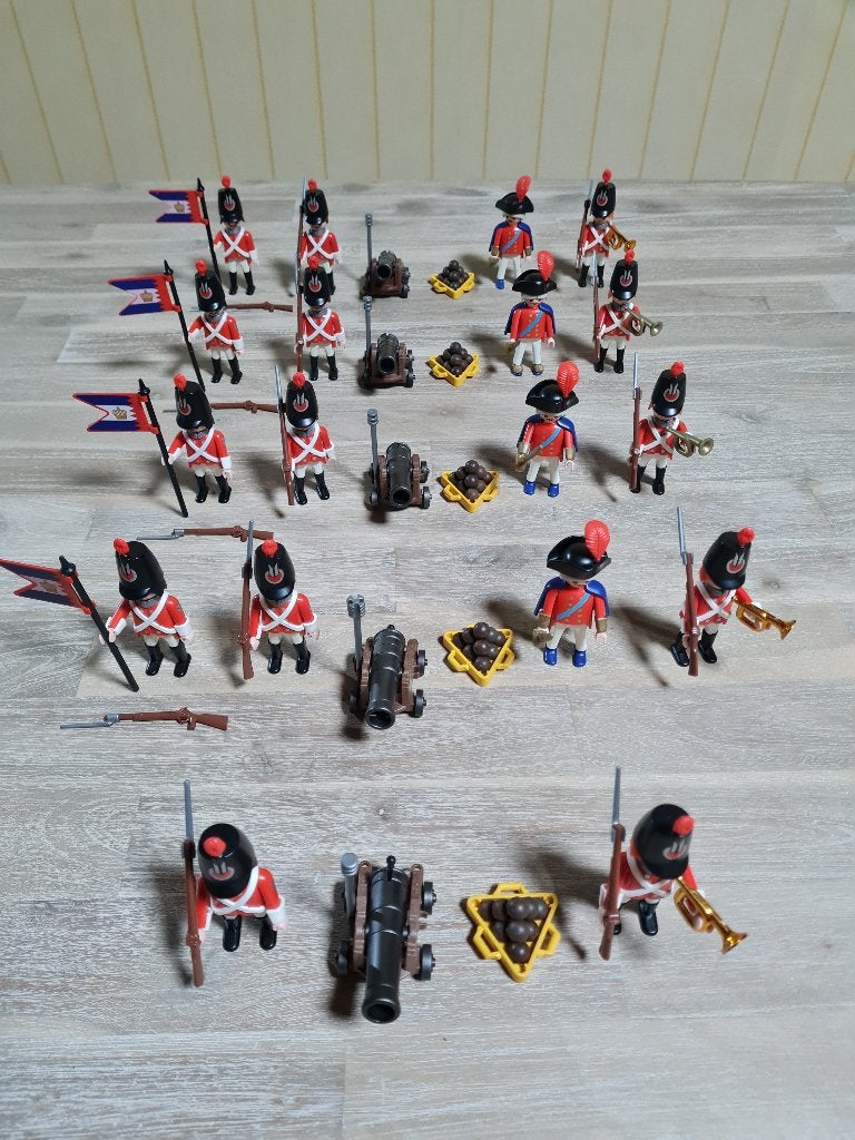 Playmobil - Bataljon van 18 Britse soldaten met artillerie, Pirates, Gebruikt, Complete set, Ophalen of Verzenden