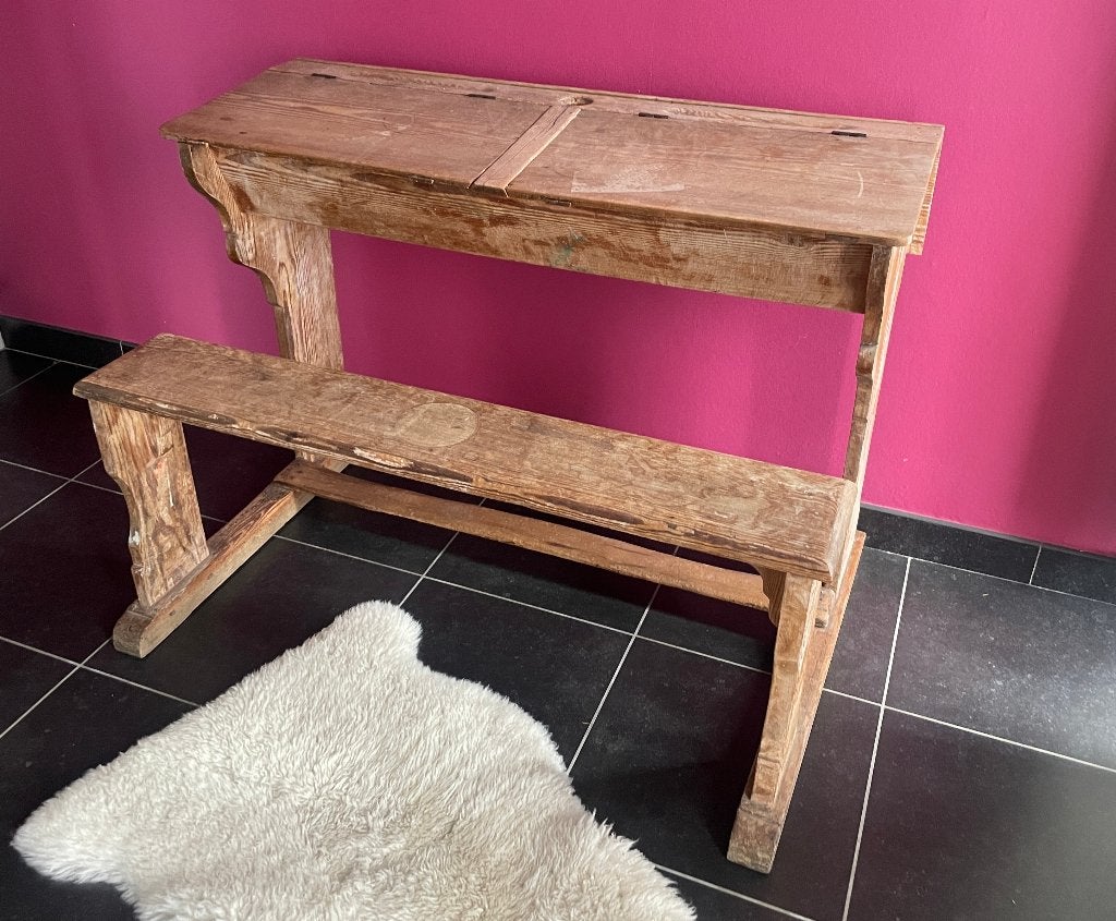 Oud houten schoolbankje, Antiek en Kunst, Ophalen