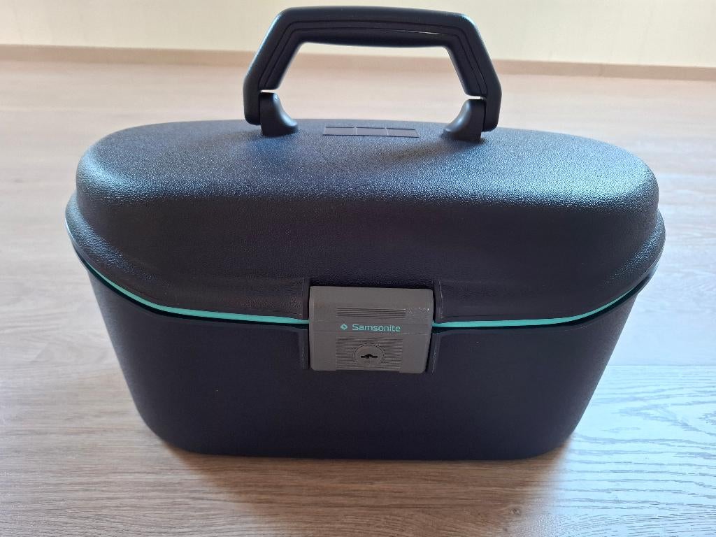 Blauwe Beauty-case + spiegeltje en sierraaddoosje Samsonite, Enlèvement ou Envoi, Comme neuf, Avec serrure, Rigide