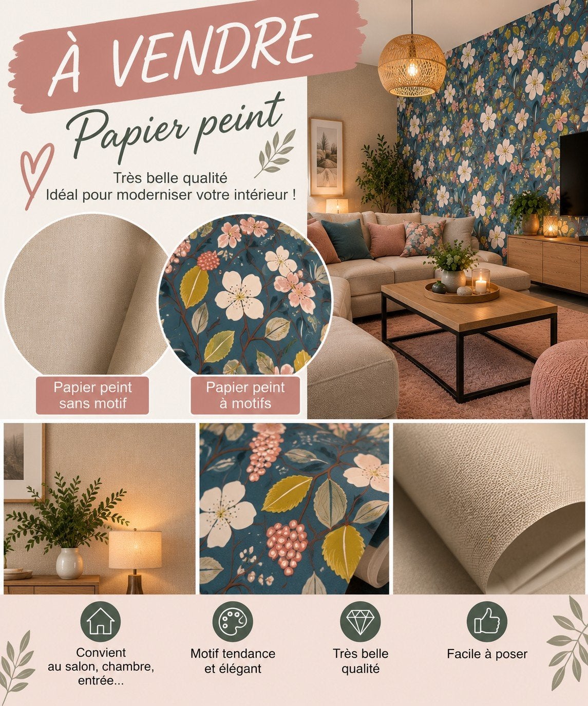 Grand choix de papier peint, Maison & Meubles, Envoi, Papier peint