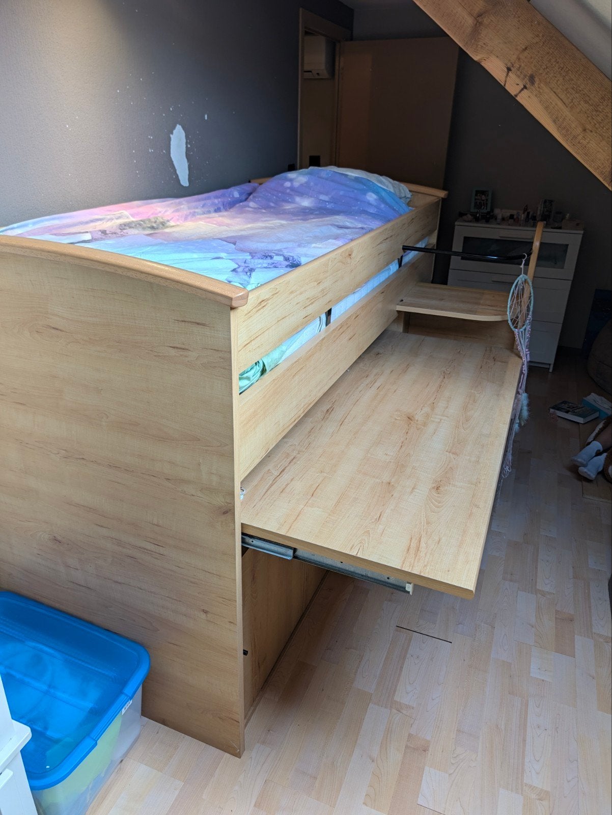 Hoogslaper + matras, bureau en veel opbergruimte, Huis en Inrichting, Ophalen, Eenpersoons, Hoogslaper