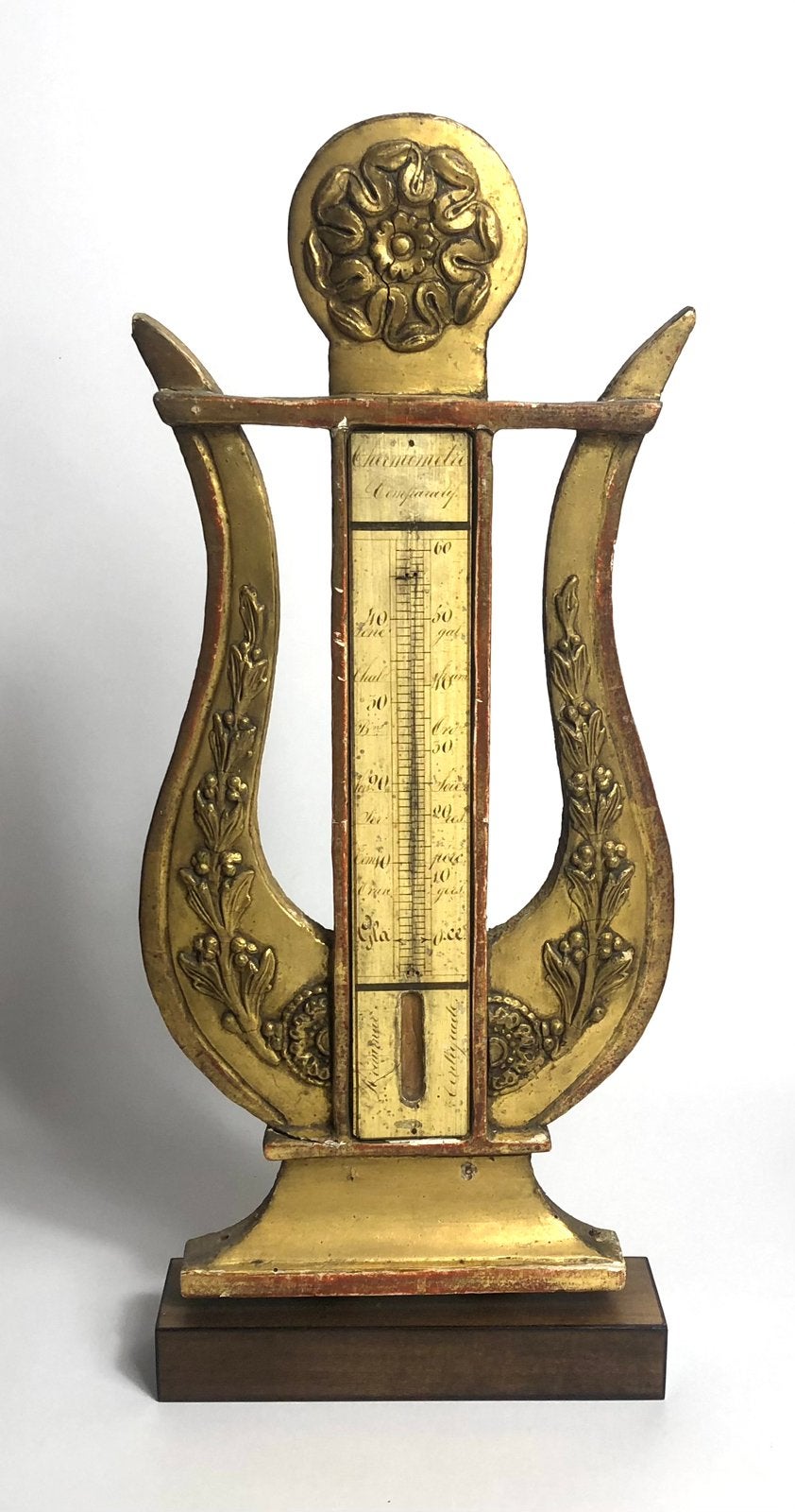 Ancien thermomètre mural style Louis XVI en forme de lyre, Enlèvement ou Envoi