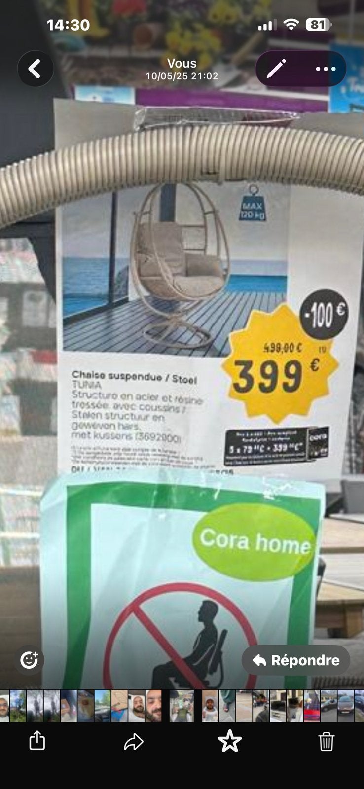 Chaise suspendu, Ophalen, Zo goed als nieuw