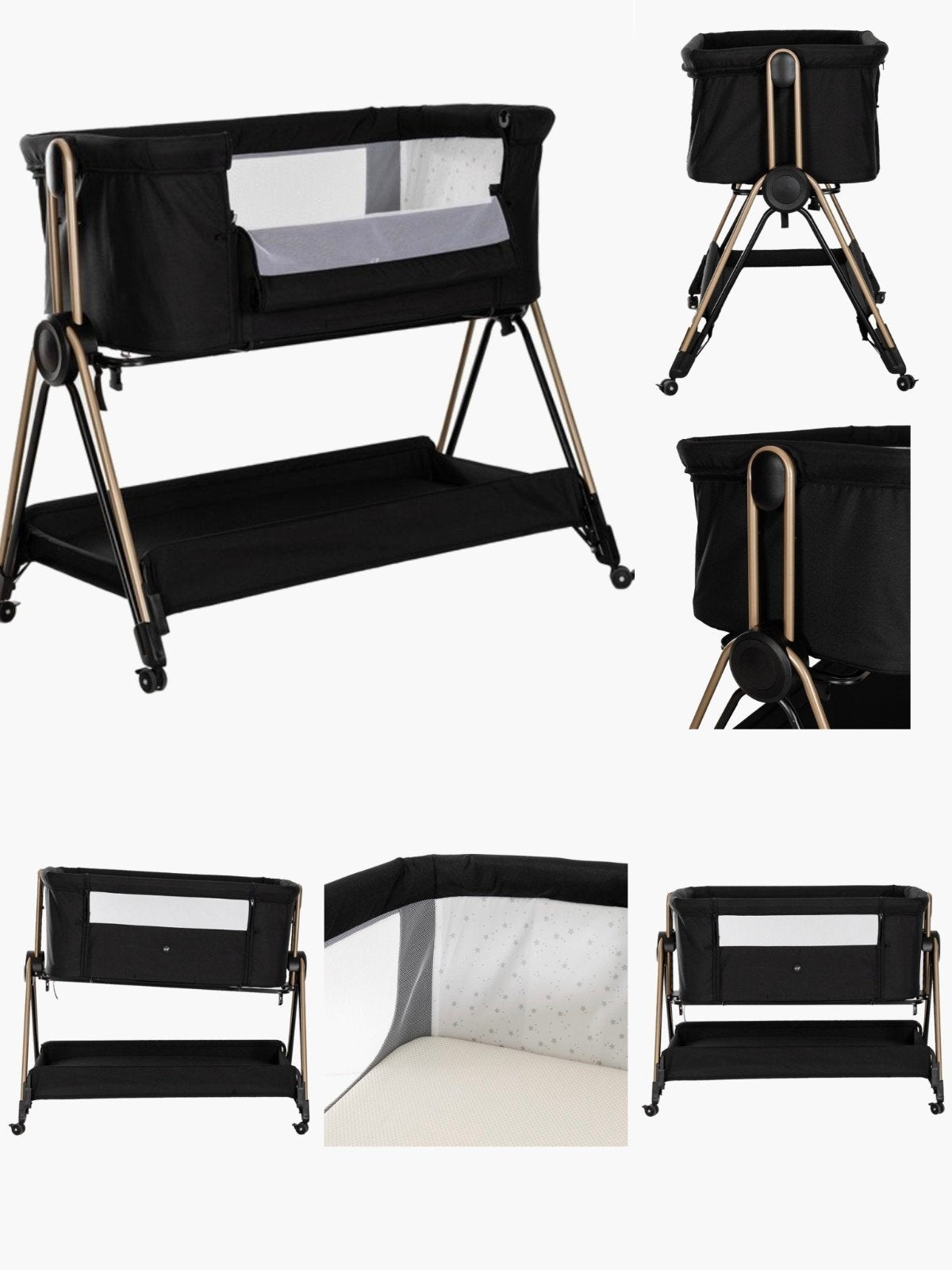 Puck Claire Co-sleeper - zwart/gold, Ophalen, Zo goed als nieuw, Wieg