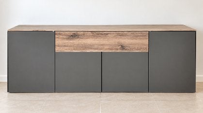 Joli dressoir / buffetkast – keramisch blad & glazen fronten, Enlèvement, Utilisé, Verre, Avec tiroir(s)
