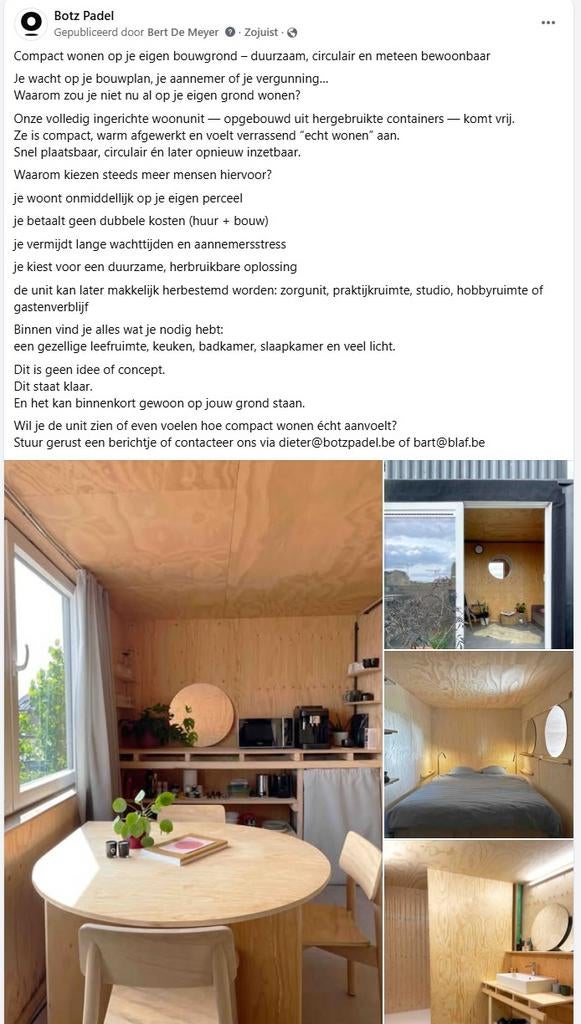 Ingerichte woonunit - 3 herbruikte zeecontainers, Ophalen