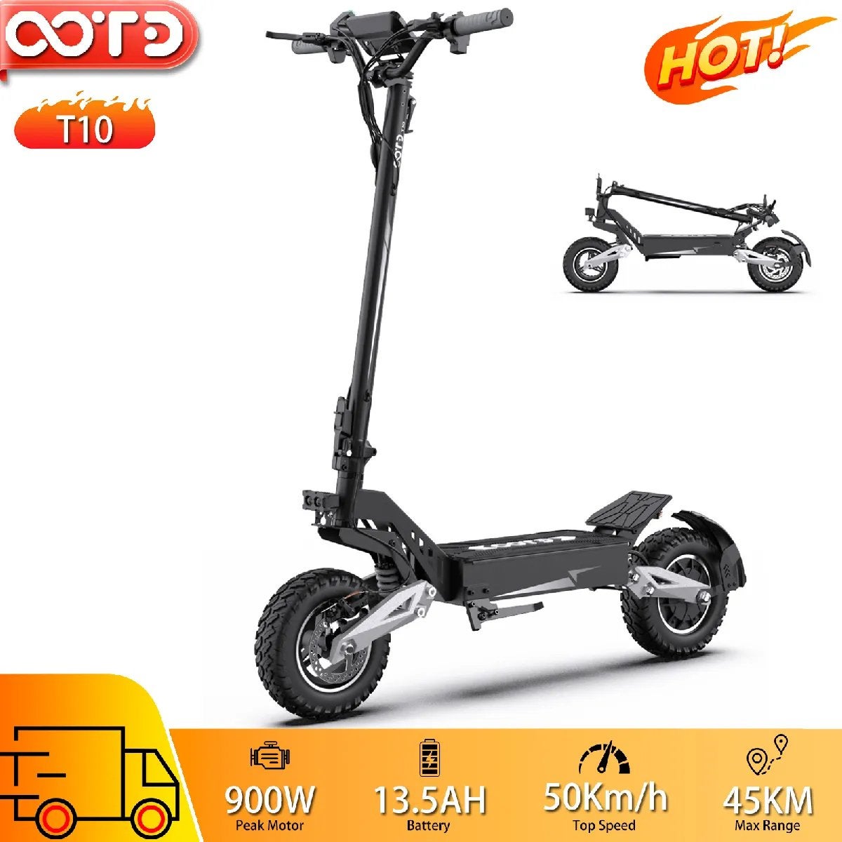 Trottinette électrique OOTD T10, Enlèvement ou Envoi, Utilisé, Step électrique (E-scooter)