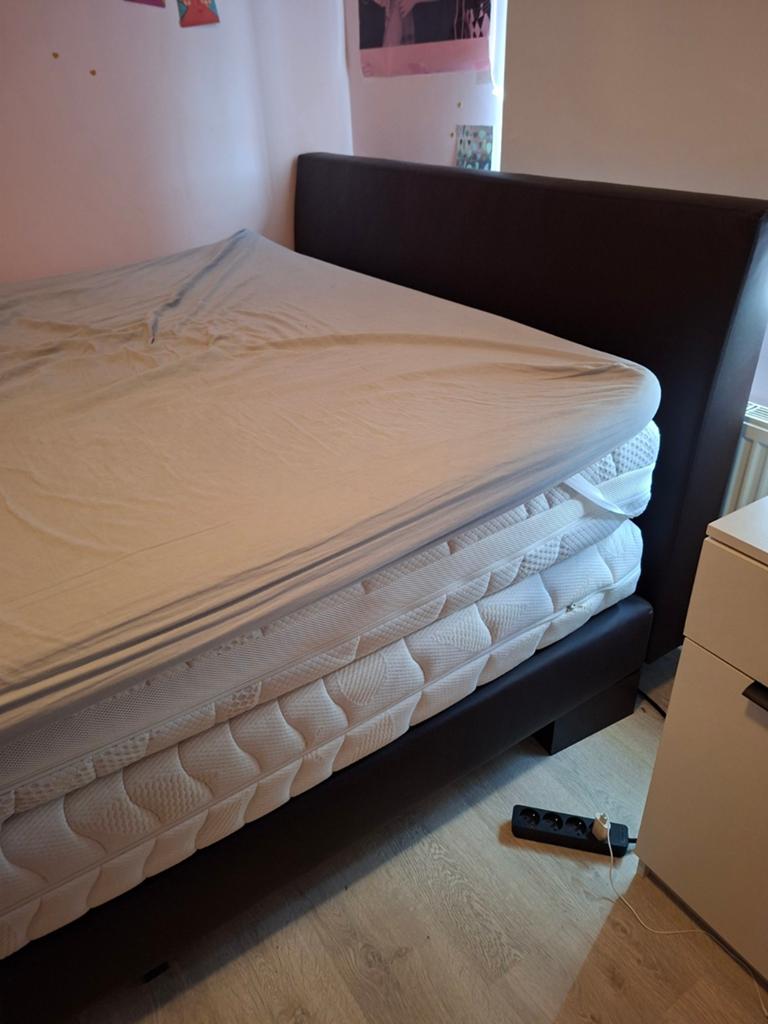 Lederen bed 160cm en 2 matrassen, Enlèvement