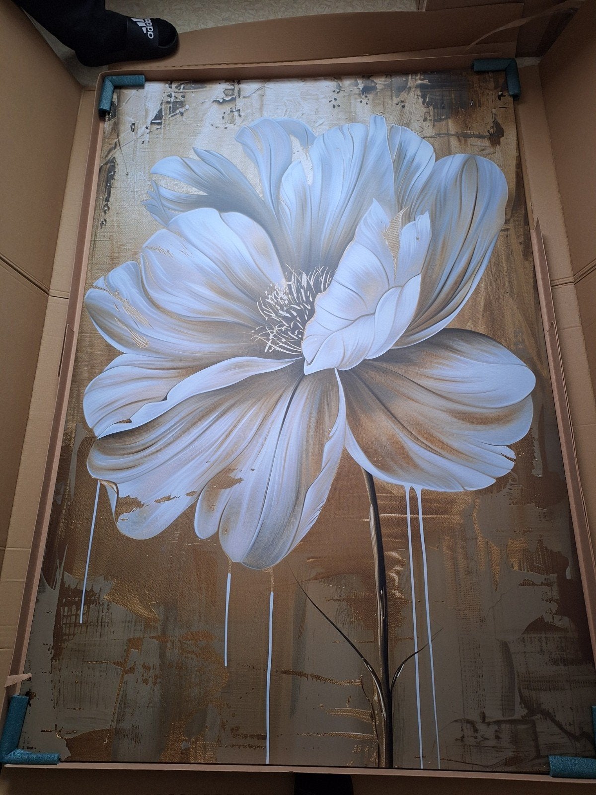 Luxe bloemen schilderij goud-wit, Enlèvement, Peinture