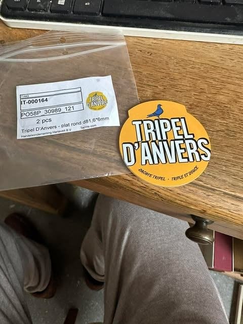tripel d'anvers taplens plat rond d81 6*6 mm, Verzamelen, Ophalen of Verzenden, Nieuw, Reclamebord, Plaat of Schild, Overige merken