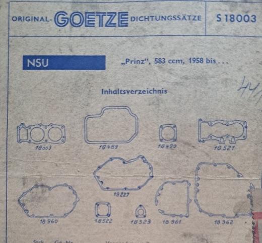 Motorpakkingset NSU PRINZ 1- NIEUW, Ophalen of Verzenden, Nieuw, Overige automerken