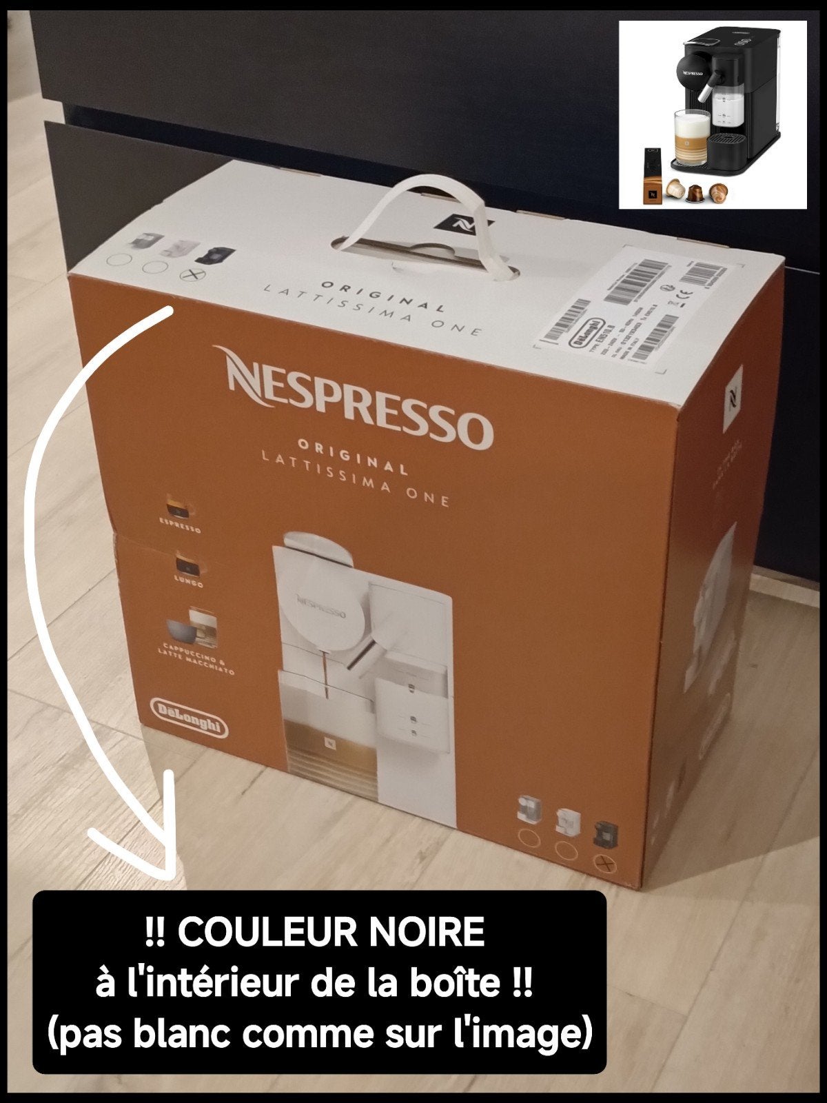 DeLonghi Lattissima NOIRE NEUVE +Facture Garantie (+100caps), Enlèvement, Neuf, Machine à espresso, Dosettes et capsules de café