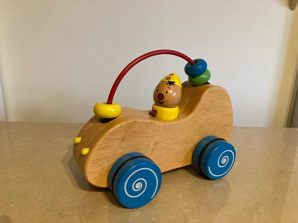 Houten Bumba auto, Ophalen of Verzenden, Zo goed als nieuw, Duw- of Trekspeelgoed