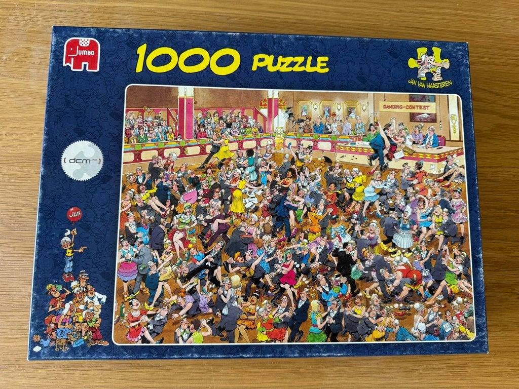 Puzzel Jan Van Haasteren Stijldansen 1000 stukjes, Ophalen of Verzenden, 500 t/m 1500 stukjes, Zo goed als nieuw, Legpuzzel