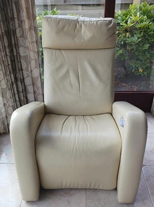 Beige Relax zetel, Huis en Inrichting, Zetels | Zetels, Ophalen, Gebruikt, Eenpersoons, Leer