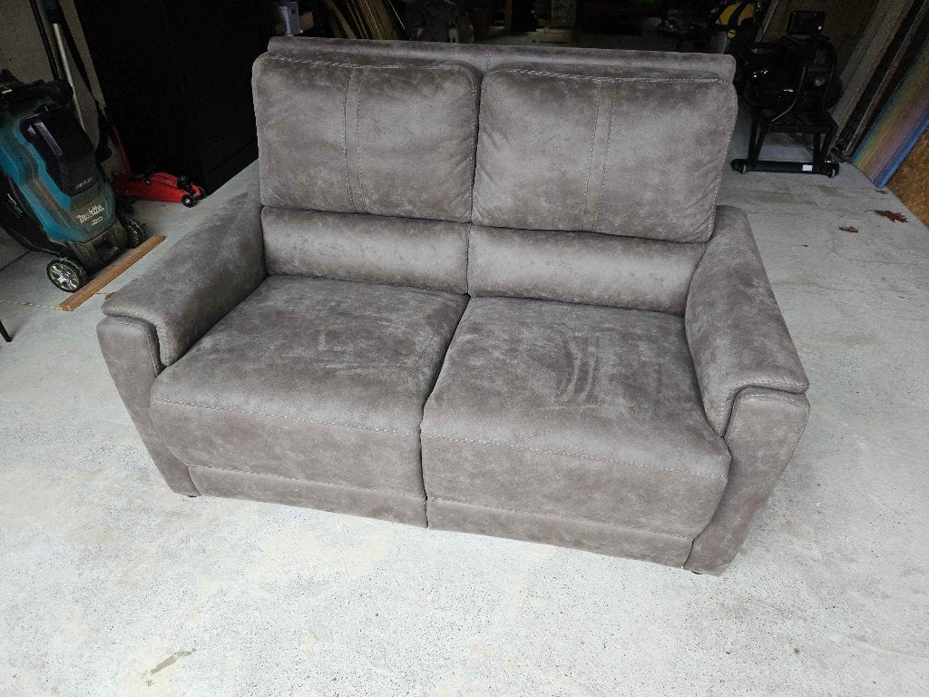 Tweezit Microfiber Suede Antraciet, Ophalen, Hout, Gebruikt, Tweepersoons