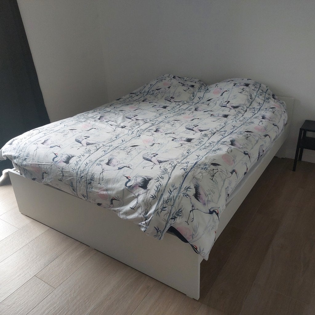 dubbel bed wit nieuwstaat, Wit, Tweepersoons, Ophalen of Verzenden, Zo goed als nieuw