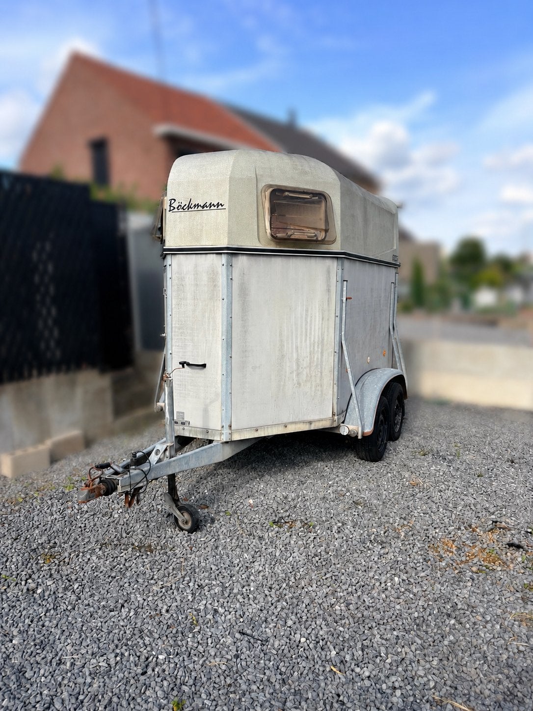 Paardentrailer, Ophalen, Gebruikt, Hout, 2-paards trailer