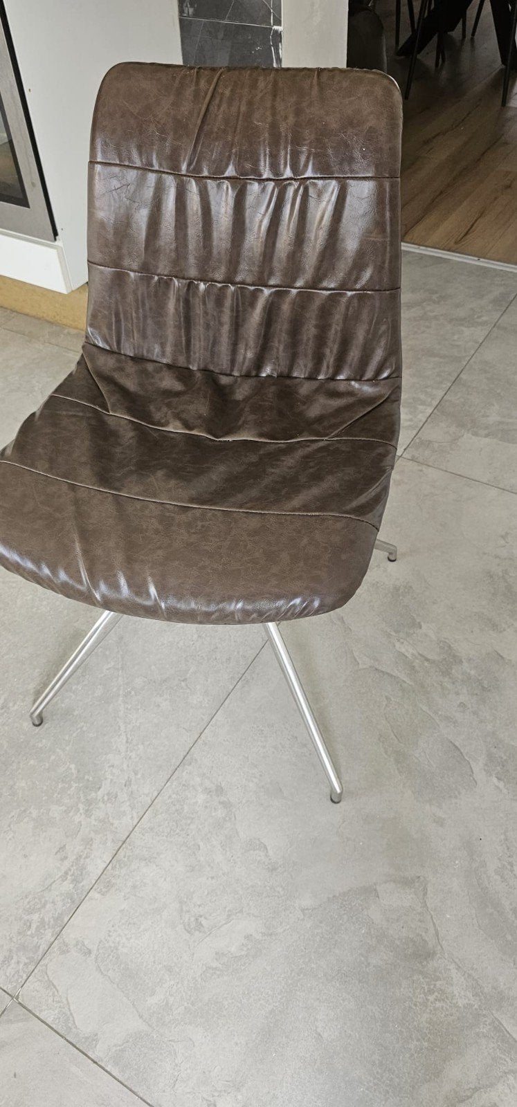 5 chaises de table à manger en cuir, Maison & Meubles, Comme neuf, Brun, Enlèvement, Cinq, Six Chaises ou plus