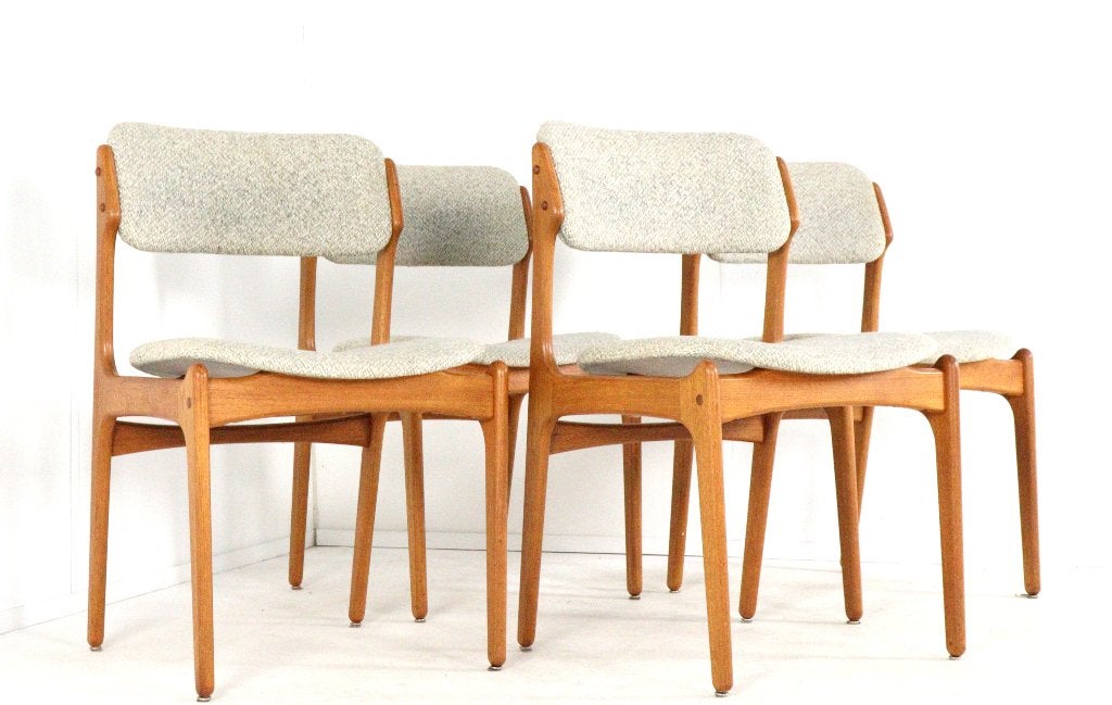 Set 4 Erik Buch Buck O.D. mobler stoelen vintage Deens 49, Ophalen of Verzenden