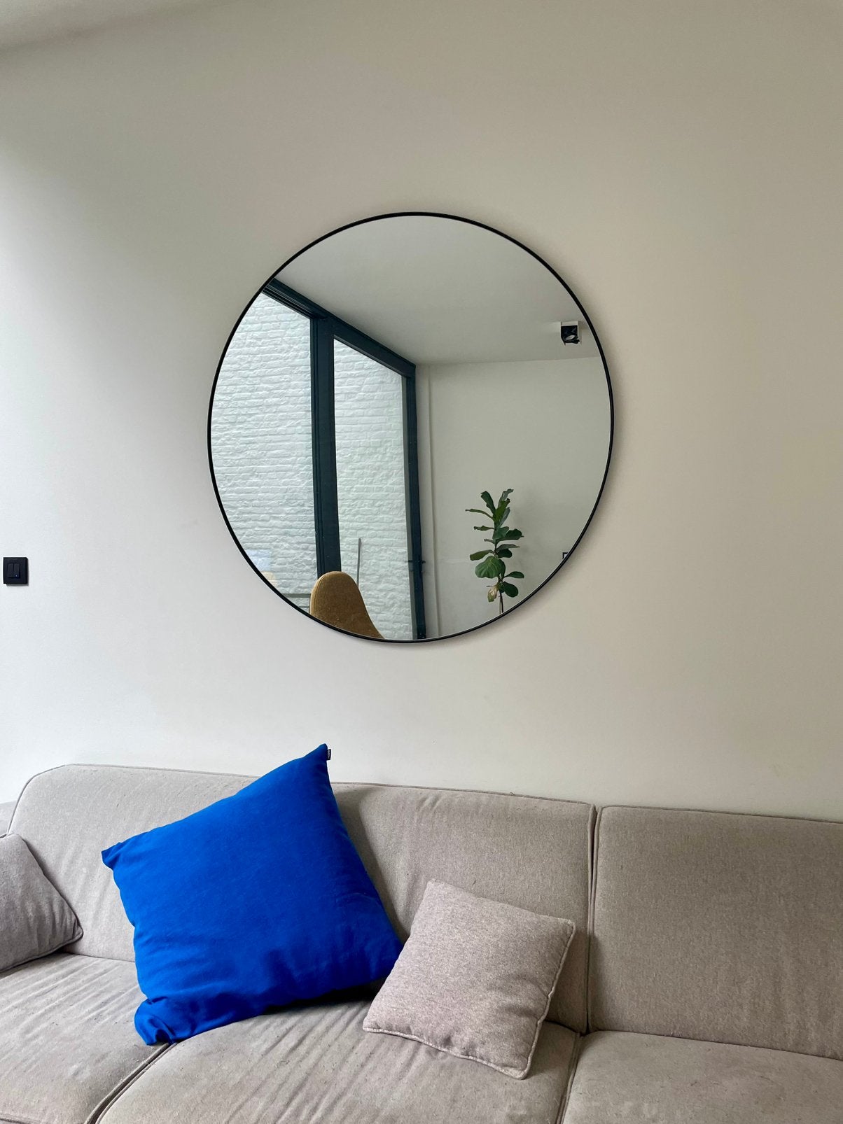 Ronde spiegel diameter 115cm, Huis en Inrichting, Woonaccessoires | Spiegels, Ophalen, 100 tot 150 cm, Rond, Zo goed als nieuw