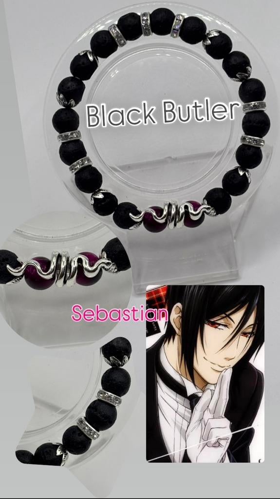 Armband geïnspireerd op Sebastian _ Black Butler, Handtassen en Accessoires, Armbanden, Verzenden, Zo goed als nieuw, Zilver, Elastiek