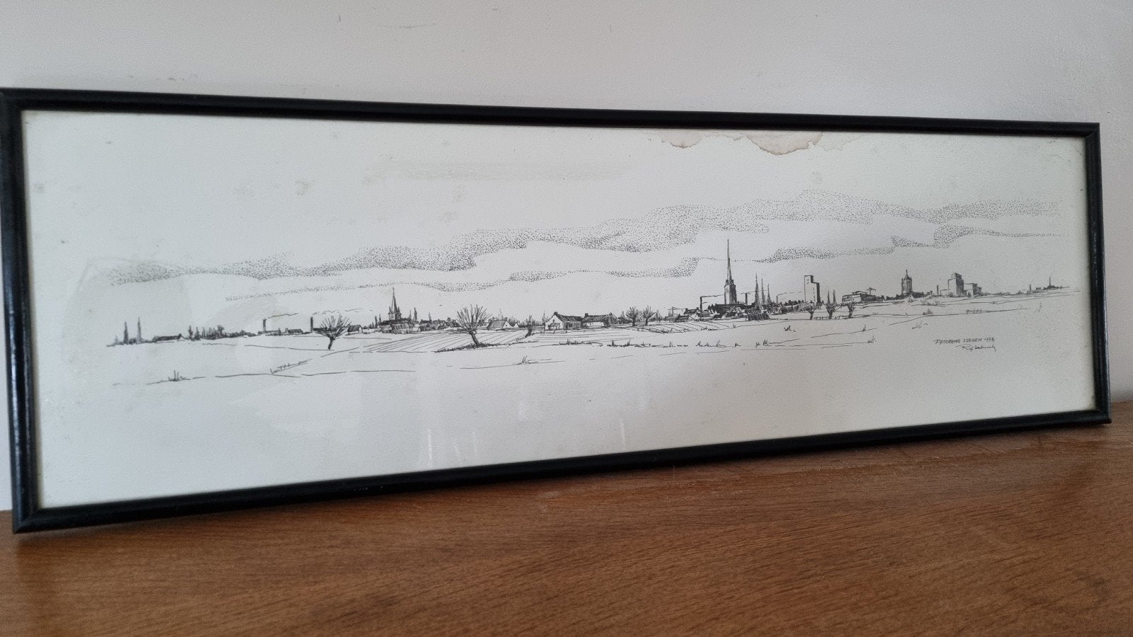 panorama Izegem ets, Antiek en Kunst, Ophalen, Ets