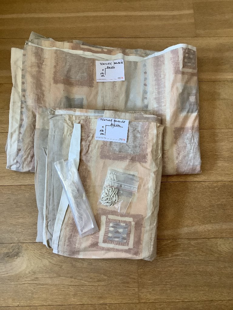 2 tentures doublées beige H 170 cm, Maison & Meubles, Ameublement | Rideaux & Stores à lamelles, Enlèvement ou Envoi, Double rideau
