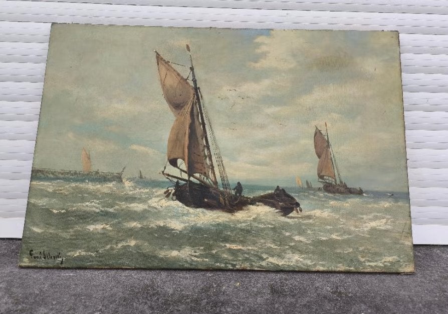Huile sur toile marine signe Paul schouten, Enlèvement ou Envoi, Toile