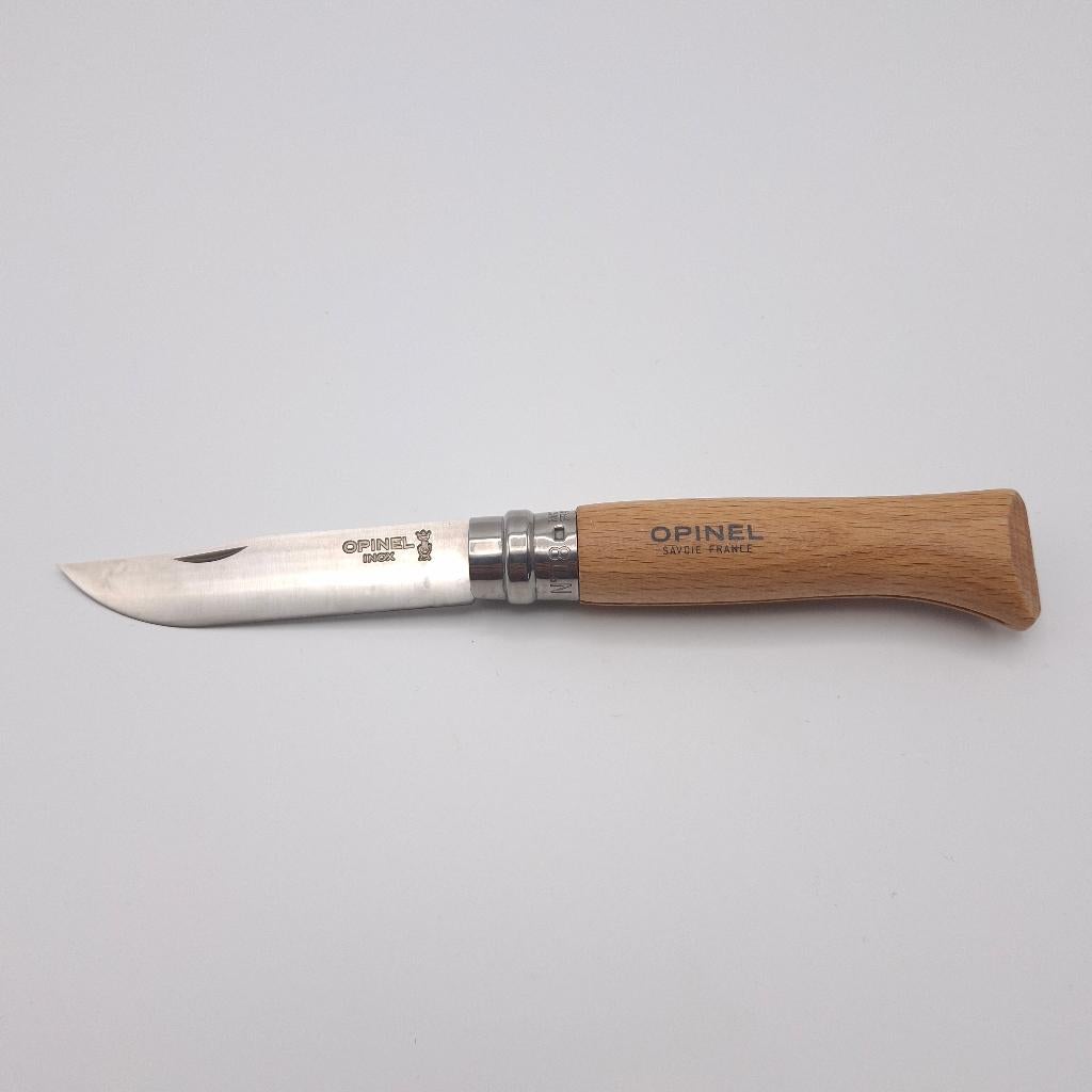 Opinel No. 08 Inox zakmes, Caravanes & Camping, Outils de camping, Enlèvement ou Envoi, Comme neuf