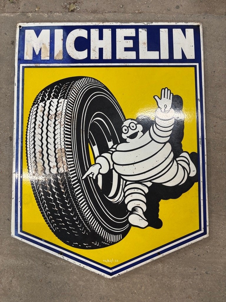 Michelin emaille reclamebord 81x61 cm, Verzamelen, Ophalen of Verzenden, Gebruikt, Reclamebord