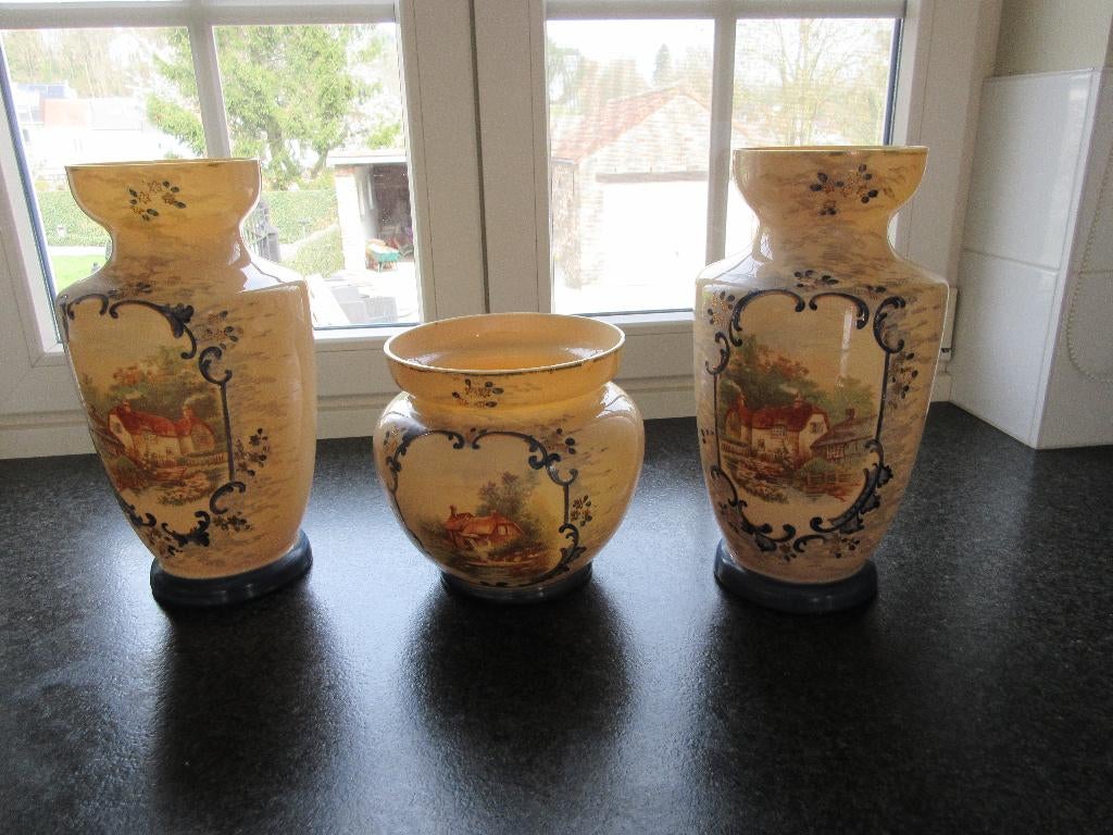 3 vases anciens en Pate de verre vintage jolie décoration, Antiquités & Art, Antiquités | Verre & Cristal, Enlèvement