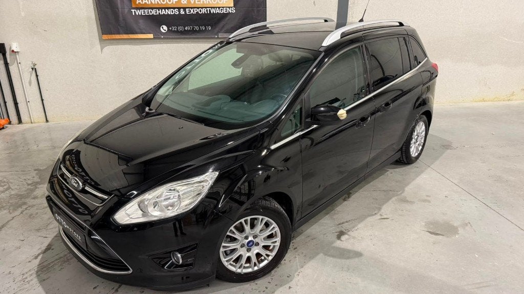 Ford Grand C-Max | 1.6 TDCI | Titanium + | 7 Plaatsen |, Auto's, Voorwielaandrijving, Zwart, 4 cilinders, Leder