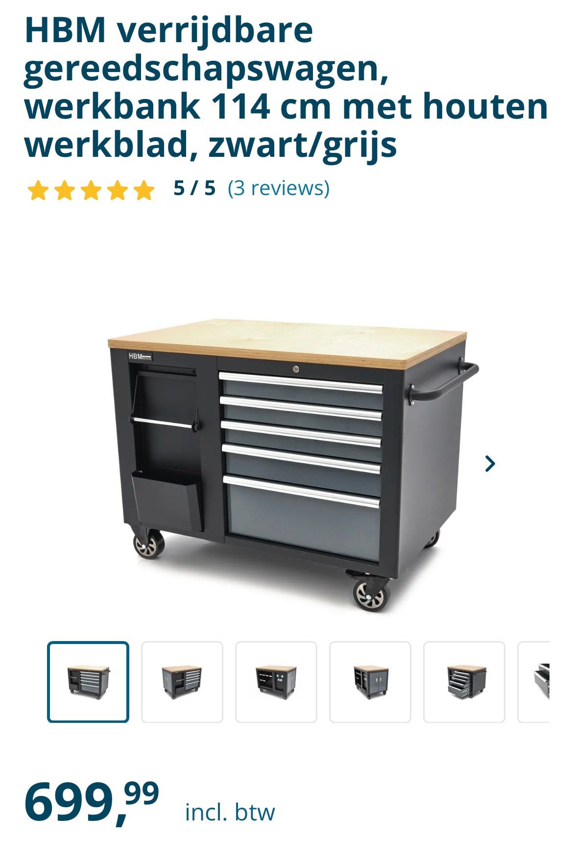 Verrijdbare werkbank inclusief bankschroef, Ophalen, Zo goed als nieuw, Bankschroef