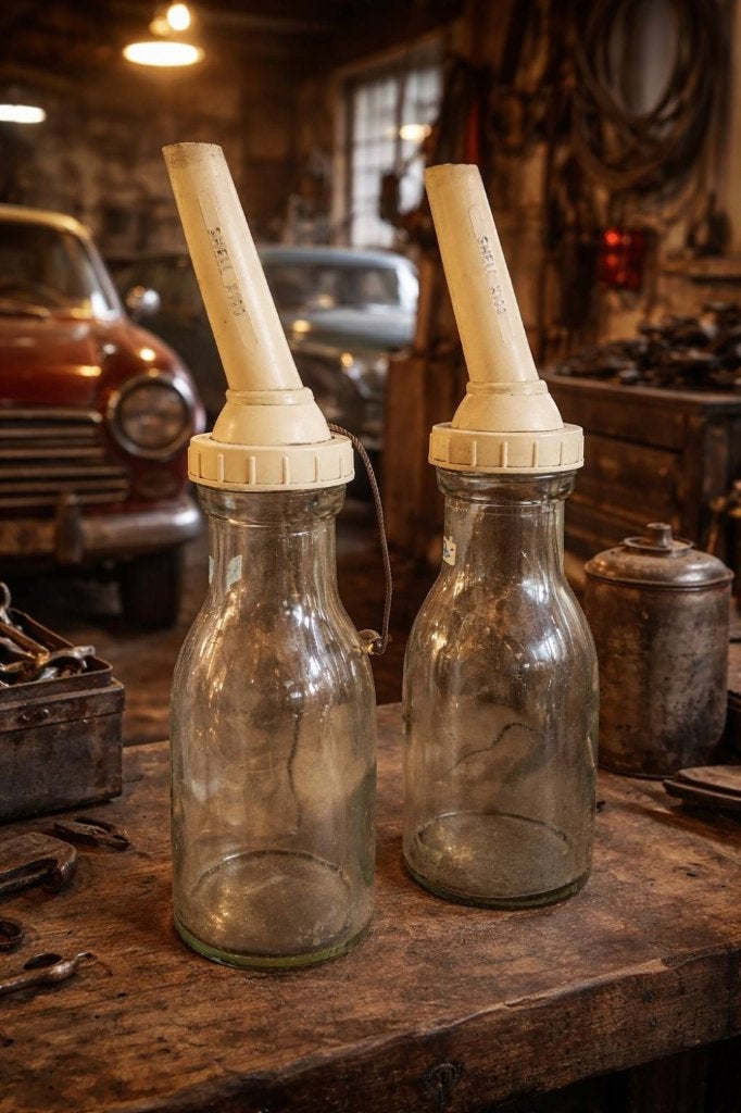 Meerdere vintage olieflessen, oliefles van Shell️️️️️⛽️, Ophalen of Verzenden, Gebruikt, Verpakking