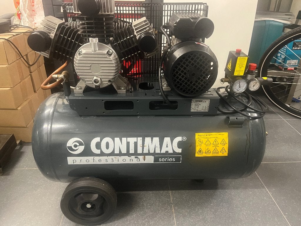 Compressor Contimac 100L, Doe-het-zelf en Bouw, Ophalen, 400 tot 800 liter/min, Zo goed als nieuw, Geluidgedempt