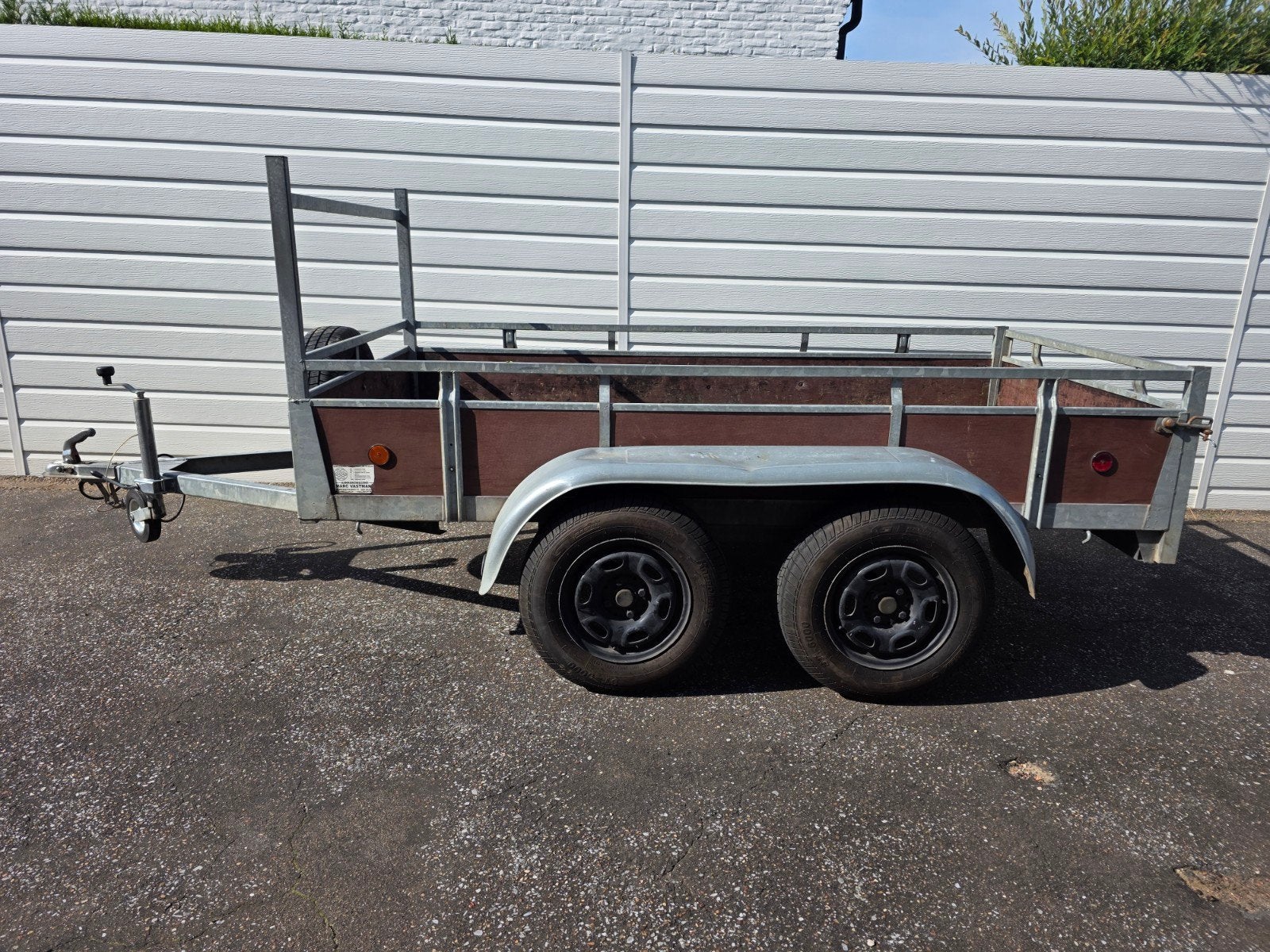 dubbelasser aanhangwagen 250 cm x 125 cm, Ophalen, Gebruikt