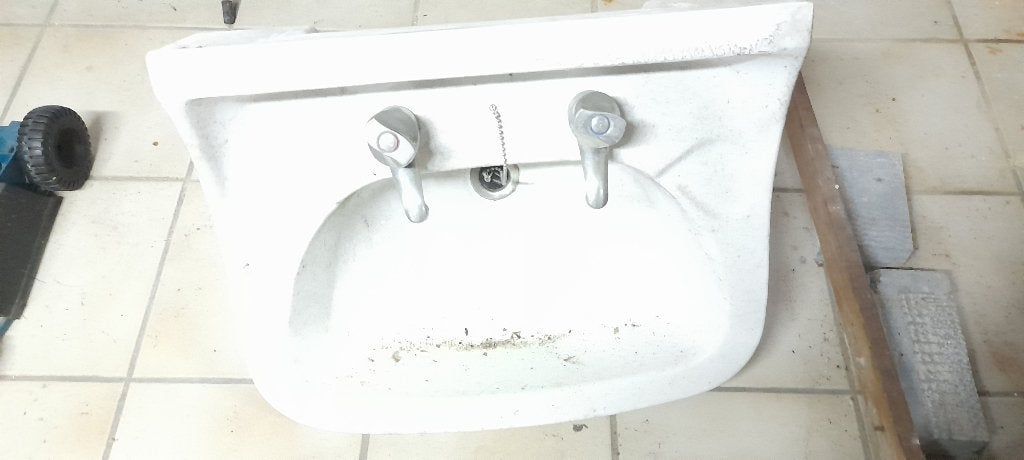 Witte lavabo, Ophalen, Gebruikt, Steen