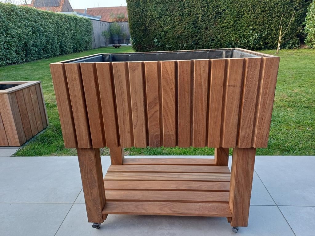 Kruidenbak in afromosia hout. 80cm-60 cm, Tuin en Terras, Ophalen, Hout