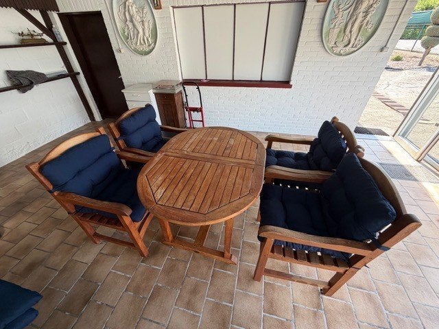 teak tuin set met uittrekbare tafel, Tuin en Terras, Ophalen, 4 zitplaatsen, Gebruikt, Teakhout