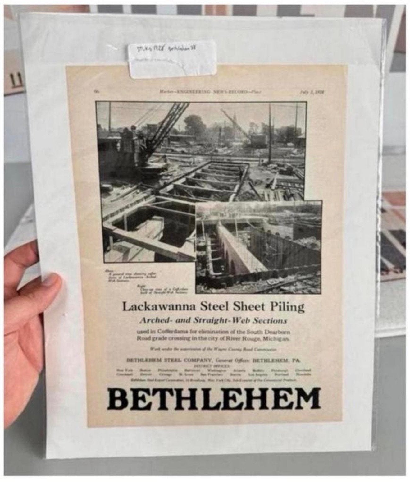 Originele Advertentie Bethlehem Steel 1928 - Lackawanna brug, Ophalen of Verzenden, 1920 tot 1940