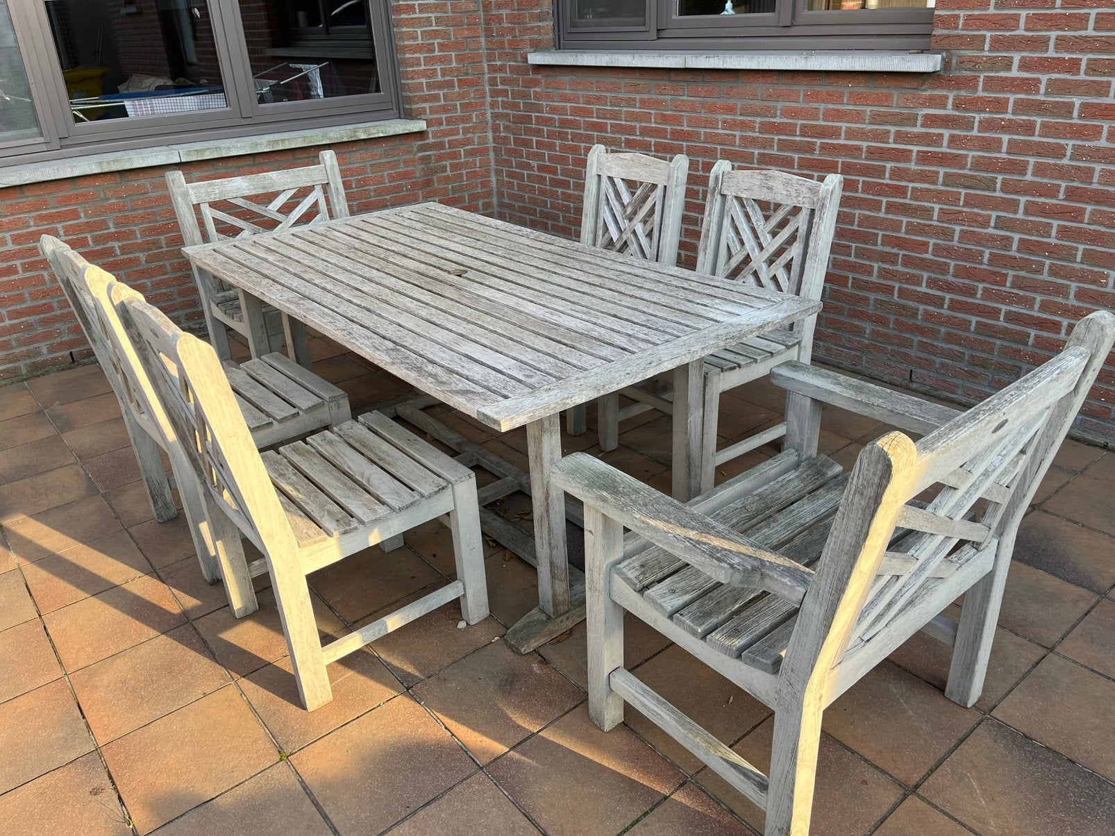 Teaken tuinset, Tuin en Terras, Tuinsets en Loungesets, Ophalen, Gebruikt, Teakhout, 8 zitplaatsen
