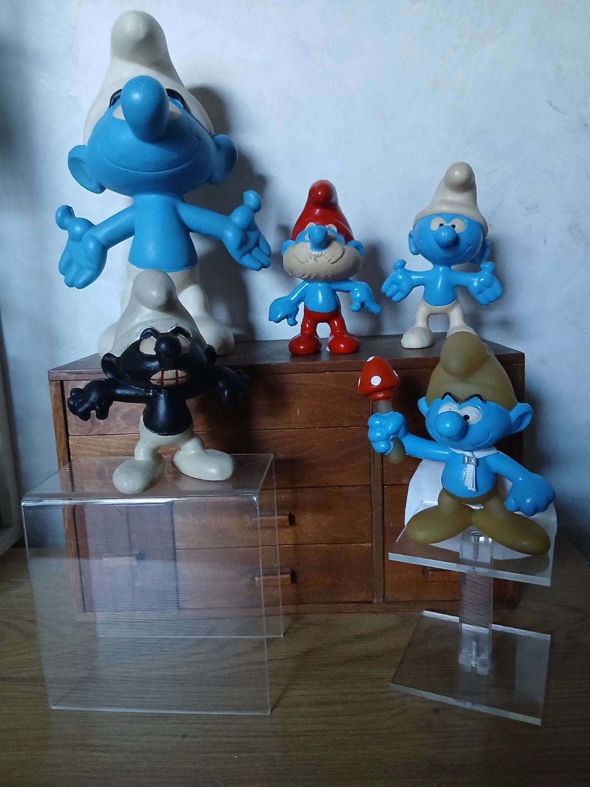 sica toys - dupuis - PEYO 1963 :DE 5 smurfen piepers, Verzamelen, Smurfen, Ophalen of Verzenden, Gebruikt, Verschillende Smurfen